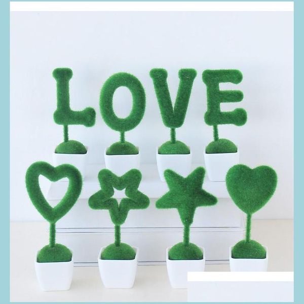 Articles de nouveauté Amour Coeur Pot Plante En Plastique Plantes Artificielles Lapin De Pâques Lapin Saint Valentin Chambre Décoration Bureau Table Cadeaux Drop D Dhlx8