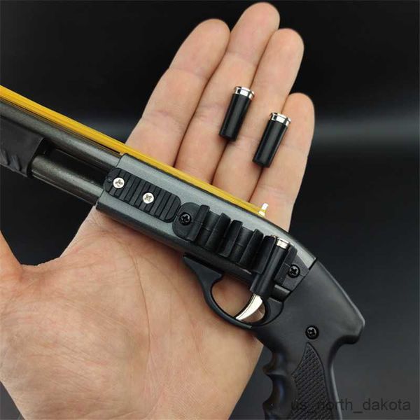 Nouveauté Articles Mini Rubber Band Shot Gun Shot Cuir Band Gun Alloy Model Pistol Collection Toue Gift Gift Bullet Gun R230818