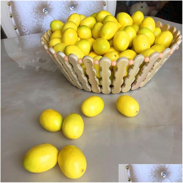 Articles de nouveauté Mini jaune artificiel faux citron simulation fruits en plastique salon cuisine décoration de la maison table ornement décoratif Dh8Nw