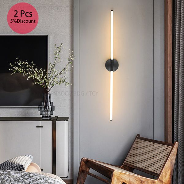 Artículos novedosos Lámpara de pared LED moderna Sala de estar Dormitorio Luz de pared LED Oro / negro 76 cm 100 cm 118 cm Accesorios de decoración interior para el hogar 230804