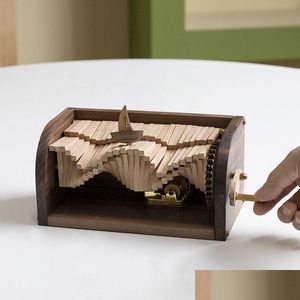 Nieuwheid items Music Box Pure Handmade Wood The Song of Chasing Waves Gift Packaging Modern Simple Festival Drop Delivery Dhliu