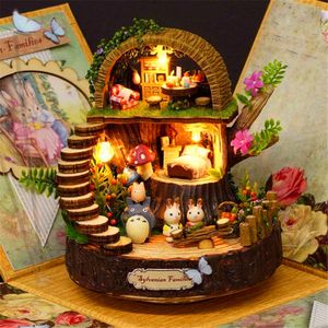 Nieuwe items My Neighbor Totoro Music Box Diy Handmade Led Castle in the Sky Children Toys Birthday Romantic Gift Valentine's Day Present 230206