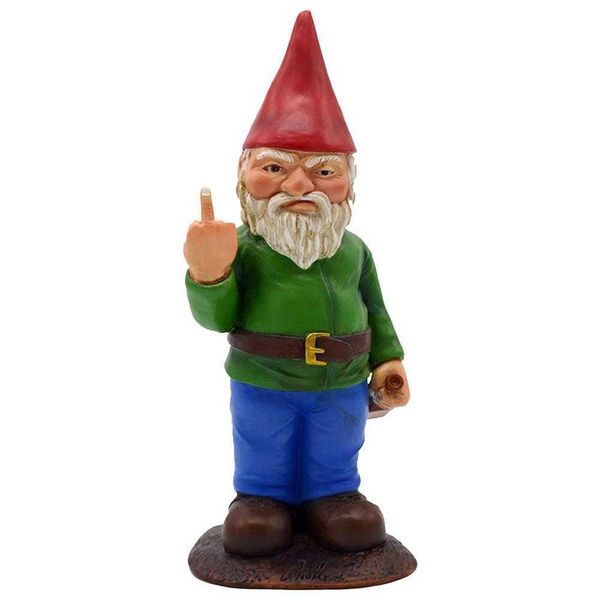 Articles de nouveauté Naughty Garden Gnome Funny Middle Finger Garden Gnome Go Away Lawn Gnome Statue pour la décoration de jardin G230520