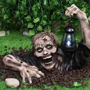 Nieuwe items Nieuwe horror zombie lantaarn Halloween ornamenten hars zombie sculptuur standbeeld ambachten decoraties voor outdoor yard gazon tuin J230815