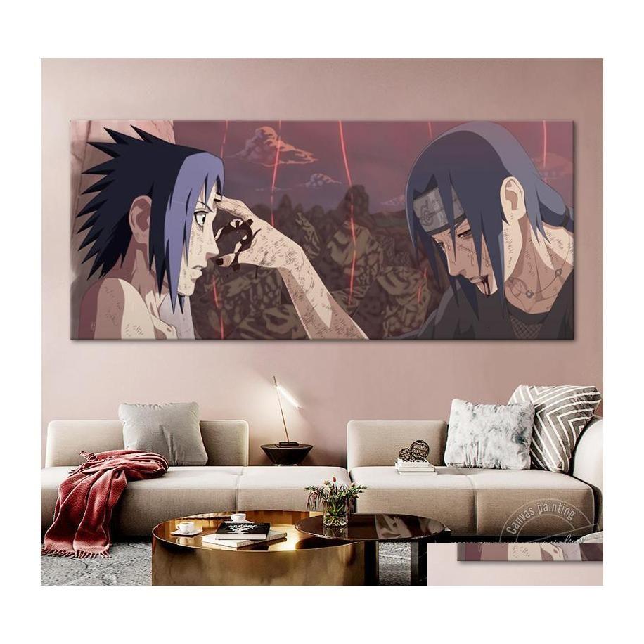 العناصر الجديدة لا يوجد ملصق إطار Naruto Sasuke vs Itachi HD Canvas Art Wall Picture المنزل ديكور أريكة خلفية عيد ميلاد GI dhxzv