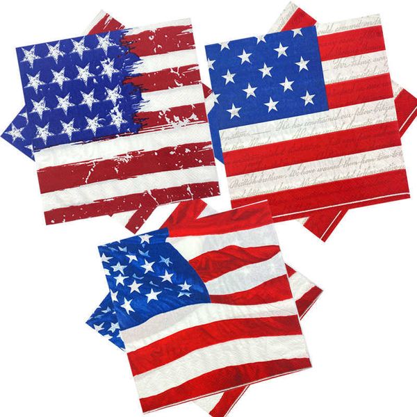 Artículos novedosos Omilut, 20 piezas, servilletas con bandera americana, 4 de julio, Día de la Independencia, papel desechable, suministros para fiestas patrióticas, decoración Z0411