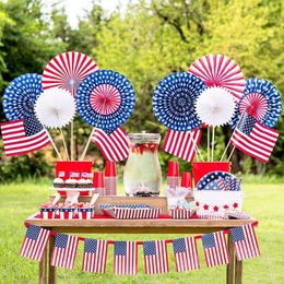 Nieuwe items omilut American 4 juli Independence Day Decoratie American Flag Patriotic Party Disposable Platesnapkinscups Decor Suppl Z0411