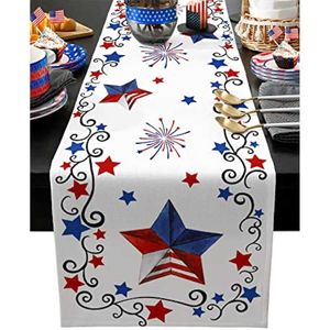 Articles de fantaisie Patriotic Star Table Runner American Independence Day Nappe Dresser Scarf Holiday Coffee Party Table à manger Décoration de la maison Z0411
