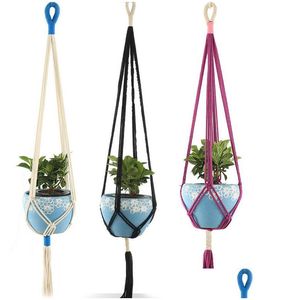 Nieuwe items Plant Hangers Indoor Buiten Hanging Planter Basket Jute Rope Flowerpot Tuingereedschap Home Decor W0166 Drop Delivery Dhfyr