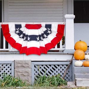 Nieuwe items Gedrukte strepen Stars Stars USA Pleated Fan Bunting Half Banner Flag voor 4 juli Independence Day Decoration USA Pleated Fan Flag Z0411