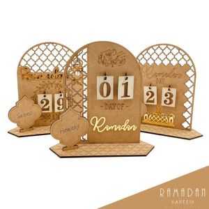 Articles de nouveauté Calendrier du compte à rebours du Ramadan Eid Mubarak Ornement en bois 2023 Décoration du Ramadan pour la maison Islam Décoration de fête musulmane Ramadan Ka O3X6 Z0411