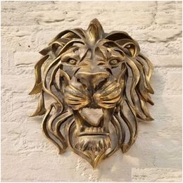 Articles de nouveauté Rare Trouver Grande Tête de Lion Mural Art Scpture Or Résine Décor de Luxe Cuisine Chambre Dropshippin Drop Livraison H Dhk9L