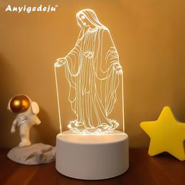 Noviteiten Religie Jezus Lamp Creatieve 3D LED-nachtverlichting Nieuwigheid Illusie Nachtlampen Tafellamp voor thuis Decoratief lichtdruppel 231113