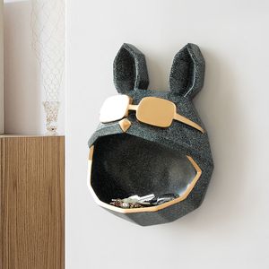 Nieuwe items Hars Art Hand Made Cool Dog Storage Box For Key Pearls Jewels Ornament on Wall Anime Statues Office Home Decoration 221129