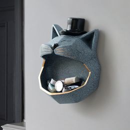 Nouveauté Articles Résine Artware Animal Chat Chien Boîte Sculpture Bijoux Clé Tenture Murale Décor Moderne Maison Salon Décoration Stockage 230710