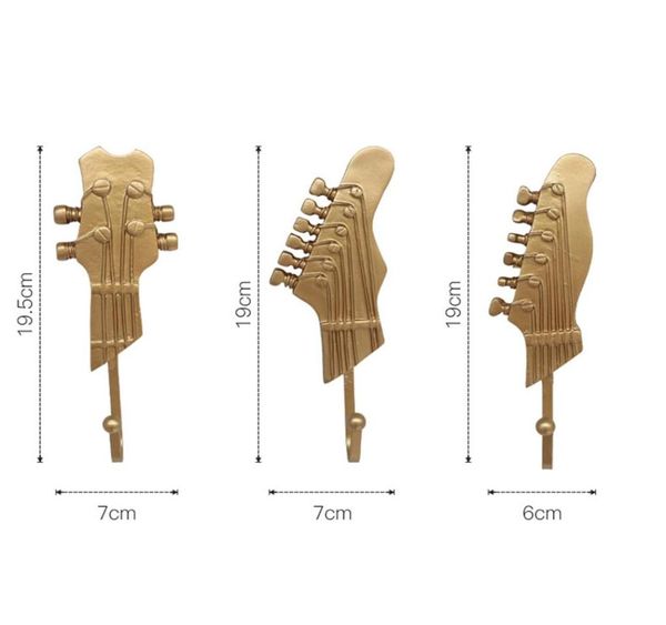 Artículos de novedad Retro, 3 unidades, ganchos para cabezas de guitarra, música, hogar, ropa de resina, sombrero, gancho montado en la pared para decoración del hogar 275h6734788