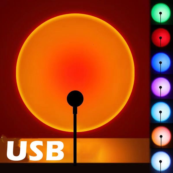 Artículos novedosos RnnTuu Led USB Lámpara de puesta de sol Proyector Decoración para el hogar Luz de noche Luz de estado de ánimo portátil para sala de estar Pared Pografía Luces de neón 230821