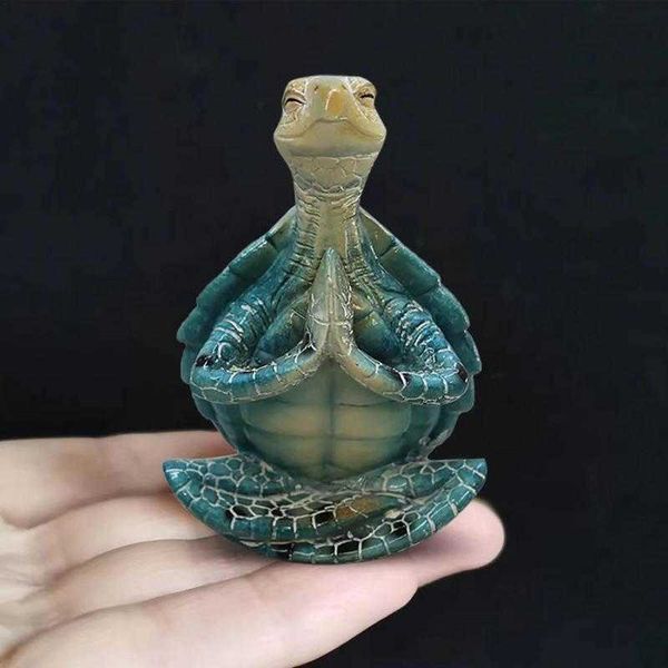 Articles de fantaisie Figurine de tortue de mer Statue de tortue en méditation Statue de tortue de yoga zen Sculpture miniature de tortue de mer Ornement en résine de tortue de mer Décor de jardin à la maison G230520