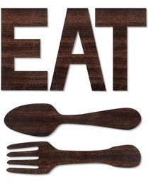 Nieuwe items Set van Eat Sign Fork en Spoon Wall Decor Rustic Wood Decoration Decoration Hang Letters for Art4220109