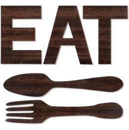 Nieuwe items Set van Eat Sign Fork en Spoon Wall Decor Rustic Wood Decoration Decoration Hang Letters for Art5523700