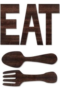 Nouvelles articles en ensemble de panneaux Eat Sign Fork and Spoon Wall Decor Rustic Wood DecorationDecoration Letters Hang pour Art2252529