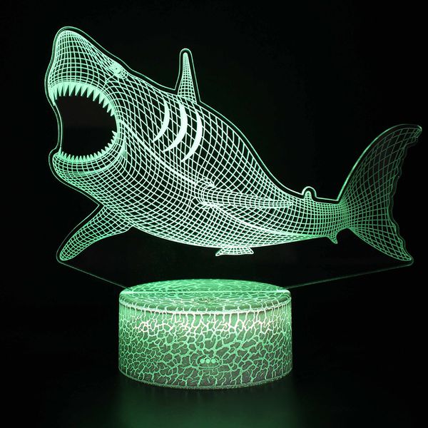 Artículos de novedad Shark Series Luz nocturna 3D para el hogar Dormitorio Lámpara de noche Lámparas Decoración de la habitación Decoración del dormitorio Letrero de neón Decoración de luz LED 230904