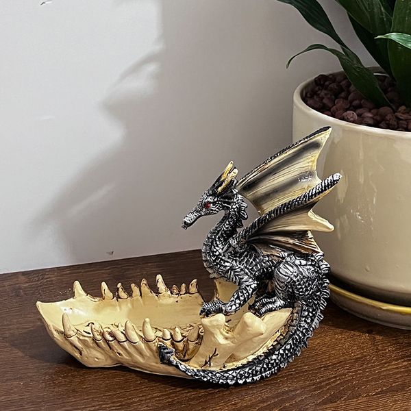 Artículos novedosos Simple europeo moderno resina dragón diente barco adornos esculpidos hogar Oficina almacenamiento artesanías 230707