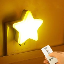 Articles de nouveauté Forme d'étoile LED Veilleuse Télécommande Prise Lampe Chambre Décor Chevet Appliques Maison Enfants Enfant Bébé Sommeil Veilleuses 230821