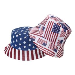 Artículos novedosos Sombrero de pescador con rayas de estrella Fiesta del Día de la Independencia de Estados Unidos Moda Sombreros para el sol aptos para mujeres Día nacional 4 de julio Decoraciones para fiestas Z0411