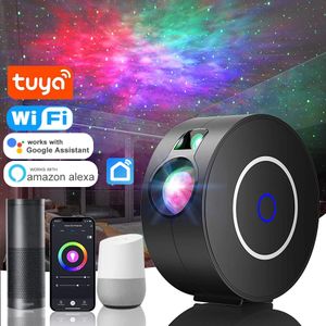 Artículos novedosos Tuya WiFi Smart Aurora Galaxy Star Proyector Night Light Alexa Voice Control APP LED Kids Baby Gift 230727