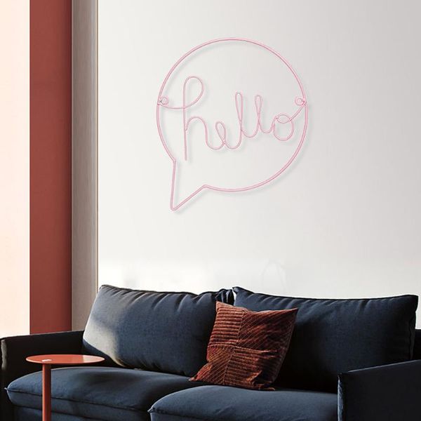 Artículos novedosos, arte de pared, estilo nórdico, letras Hello de hierro, pegatina para habitación de niños, decoración colgante, pasillo, letrero de bienvenida, adorno