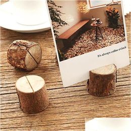 Articles de nouveauté Pile de bois Nom Lieu Carte P O Menu Titulaire Table Naturel Souche D'arbre Forme Numéro Clip Stand Partie De Mariage Décoration Dr Dhcrc