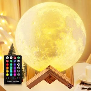 Articles de nouveauté ZK30 Moon Lamp Kids Night Light Galaxy 16 couleurs LED 3D Touch Télécommande Cadeau rechargeable pour filles garçons 231017