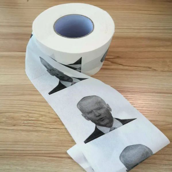 Nouveauté Joe Biden Rouleau de papier toilette Mode Humour drôle Gag Cadeaux Cuisine Salle de bains Pâte de bois Tissu imprimé Serviettes en papier toilette BJ