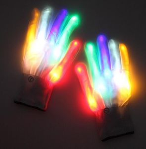 Novedad LED guantes intermitentes coloridos guantes con luz para dedos Navidad decoraciones para fiestas de Halloween guantes de calavera rave guante de ciclismo iluminado