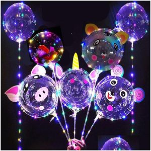 Nouveauté éclairage 20 pouces Bobo ballon LED lumière Mticolor lumineux 70 cm pôle 30 LED chaîne veilleuses pour fête de rue Weddin Dhifh