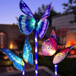 Novelty Lighting Lot de 3 lampes solaires de jardin papillon pour extérieur, lumière de jardin à LED multicolores changeantes pour patio, jardin, chemin de pelouse P230403