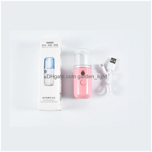 Neuheit Beleuchtung 30 ml Nano Nebel Sprayer Tragbare Handheld Sommer Feuchtigkeitsspendende Gesichts Dampfer Luftbefeuchter Schönheit Hautpflege 5 Farben Drop Dhrvm