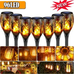 Nieuwheid verlichting 96 Led Solar Led Flame Torch Light Outdoor Pack Waterdicht Decor Lighting Auto On/Off Pathway Lights for Garden Landscape Lawn P230403