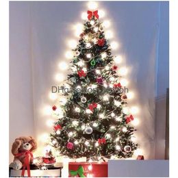 Nouveauté éclairage tapisserie d'arbre de Noël avec chaîne de lumière LED étoile flocon de neige brillant flanelle tenture murale décoration de chambre couverture en tissu Dhxo6