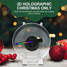 Nieuwheid verlichting LED Display 3D Hologram Projector Fan Desktop afstandsbediening advertentielichten met audio afspelen transparante omslag holografische YQ240403