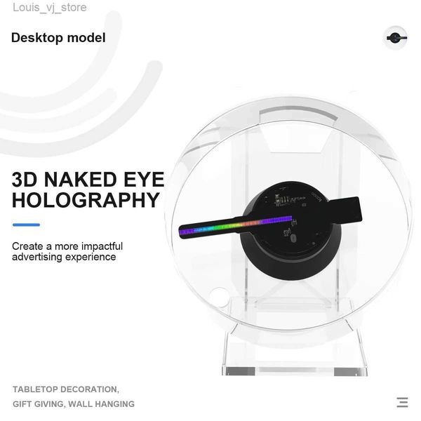 Affichage LED d'éclairage de nouveauté 3D Holographic Advertising Lights Modèle de bureau avec lecture audio Couverture transparente Fan Fan Holiday Gifts YQ240403