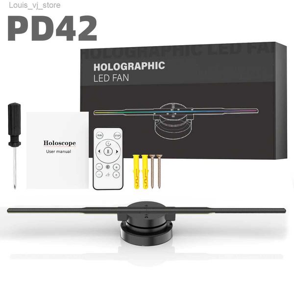 Éclairage de nouveauté Affichage de LED Nouveau PD42 HOLOGRAME Projecteur Fan WiFi Business Advertising Light Holographic Lamp Projecteurs Cadeaux de vacances YQ240403