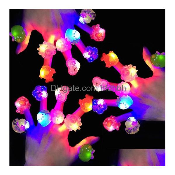 Nouveauté Éclairage Led Light Up Anneaux Glow Party Favors Clignotant Enfants Prix Boîte Jouets Anniversaire Classe Récompenses Thème De Pâques Trésor Dhj1D