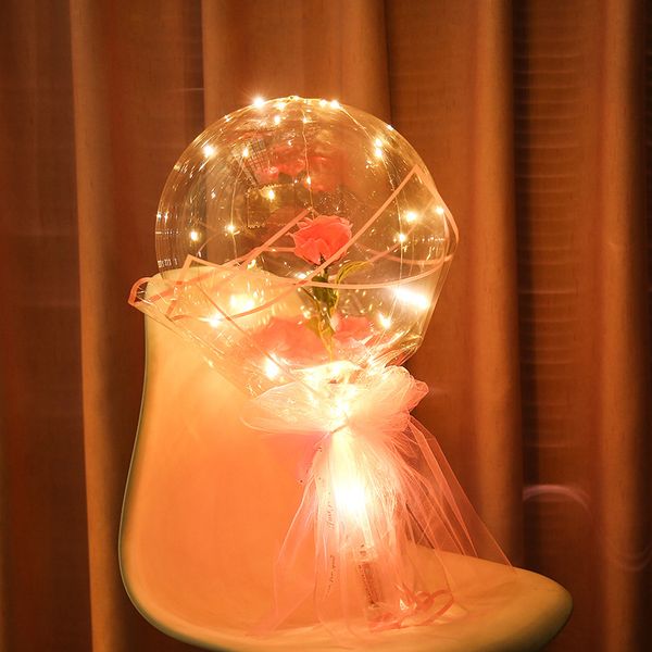 Nouveauté éclairage LED ballon lumineux Rose Bouquet Transparent Bobo Ball Saint Valentin cadeau anniversaire mariage amis cadeau fête décorations ballons oemled
