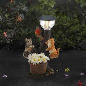 Nieuwheid verlichting LED ZONDELLIJKE LICHT CRAFT Waterdichte tuin Home Figurines Decoratie Hars Little Animal Dog Cat Konijn Buiten Kerstverlichting P230403