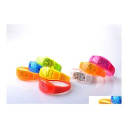 Novedad Iluminación Música Activada Control de sonido Led Intermitente Pulsera Iluminar Brazalete Pulsera Club Party Bar Cheer Luminous Hand Ri Dhw74