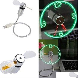 Nieuwe verlichting Nieuwe verlichting Led USB-ventilator Klok Mini Flexibele tijd met licht Desktop Cool Gadget Echte display Duurzaam Verstelbaar Dhuon