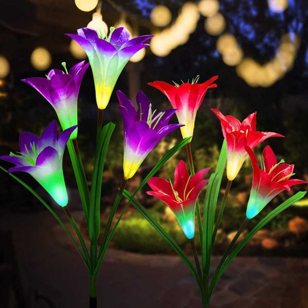 Éclairage de nouveauté Lampes solaires extérieures pour jardin et potager Décorations de Noël 2022 Lampes de pelouse LED étanches à 7 couleurs changeantes P230403