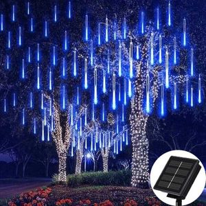 Nieuwheid verlichting Outdoor Solar Meteoor Douche Kerstlampen 10 Tubes 192 LED Hangende snaarlichten voor tuinboom Holiday Party Decoation Lamp P230403